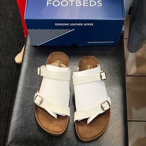 White Mountain White Buckle Sandals